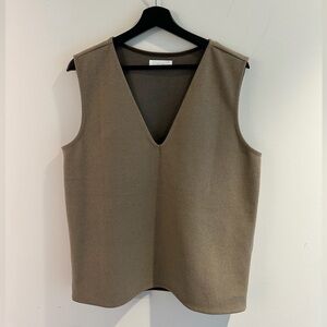 OAK + FORT V-Neck Sleeveless Brown Dress